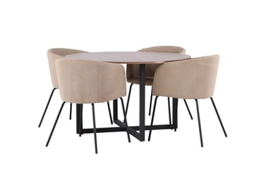 Durango Matbord 120 cm Rund med 4 Berit Karmstol med Armstöd - Möbler - Bord & matgrupp - Matgrupp
