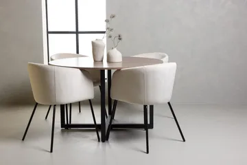 Durango Matbord 120 cm Rund med 4 Berit Karmstol Sammet med Armstöd - Möbler - Bord & matgrupp - Matgrupp
