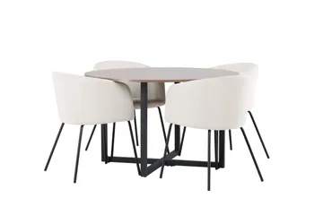 Durango Matgrupp 120 cm Rund med 4 Berit Stolar - Valnöt - Möbler - Bord & matgrupp - Matgrupp