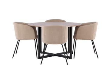 Durango Matgrupp 120 cm Rund med 4 Berit Stolar - Valnöt - Möbler - Bord & matgrupp - Matgrupp