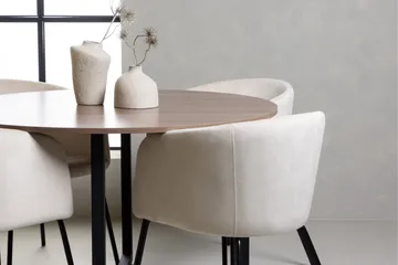 Durango Matgrupp 120 cm Rund med 4 Berit Stolar - Valnöt - Möbler - Bord & matgrupp - Matgrupp