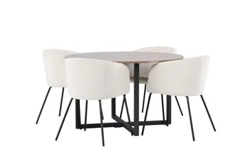 Durango Matgrupp 120 cm Rund med 4 Berit Stolar - Valnöt - Möbler - Bord & matgrupp - Matgrupp