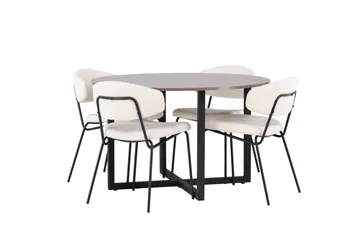 Durango Matgrupp 120 cm Rund med 4 Chico Stolar - Valnöt - Möbler - Bord & matgrupp - Matgrupp