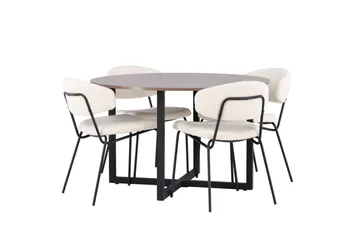 Durango Matgrupp 120 cm Rund med 4 Chico Stolar - Valnöt - Möbler - Bord & matgrupp - Matgrupp