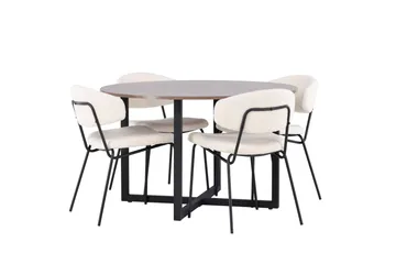 Durango Matgrupp 120 cm Rund med 4 Chico Stolar - Valnöt - Möbler - Bord & matgrupp - Matgrupp