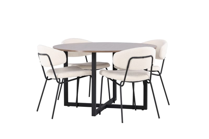 Durango Matgrupp 120 cm Rund med 4 Chico Stolar - Valnöt - Möbler - Bord & matgrupp - Matgrupp