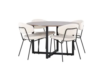 Durango Matgrupp 120 cm Rund med 4 Chico Stolar - Valnöt - Möbler - Bord & matgrupp - Matgrupp