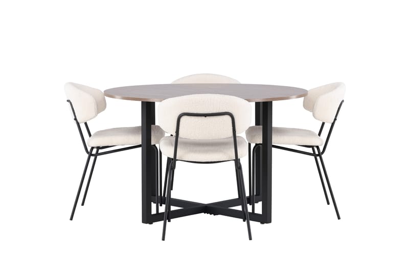 Durango Matgrupp 120 cm Rund med 4 Chico Stolar - Valnöt - Möbler - Bord & matgrupp - Matgrupp