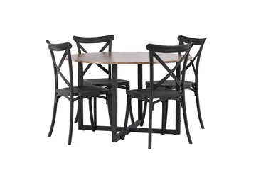 Durango Matgrupp 120 cm Rund med 4 Crosett Stolar - Valnöt - Möbler - Bord & matgrupp - Matgrupp