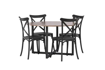 Durango Matgrupp 120 cm Rund med 4 Crosett Stolar - Valnöt - Möbler - Bord & matgrupp - Matgrupp