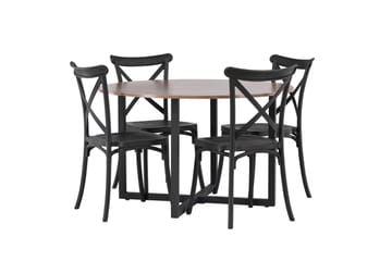 Durango Matgrupp 120 cm Rund med 4 Crosett Stolar - Valnöt - Möbler - Bord & matgrupp - Matgrupp