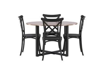 Durango Matgrupp 120 cm Rund med 4 Crosett Stolar - Valnöt - Möbler - Bord & matgrupp - Matgrupp