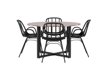 Durango Matgrupp 120 cm Rund med 4 Dyrön Stolar - Valnöt - Möbler - Bord & matgrupp - Matgrupp