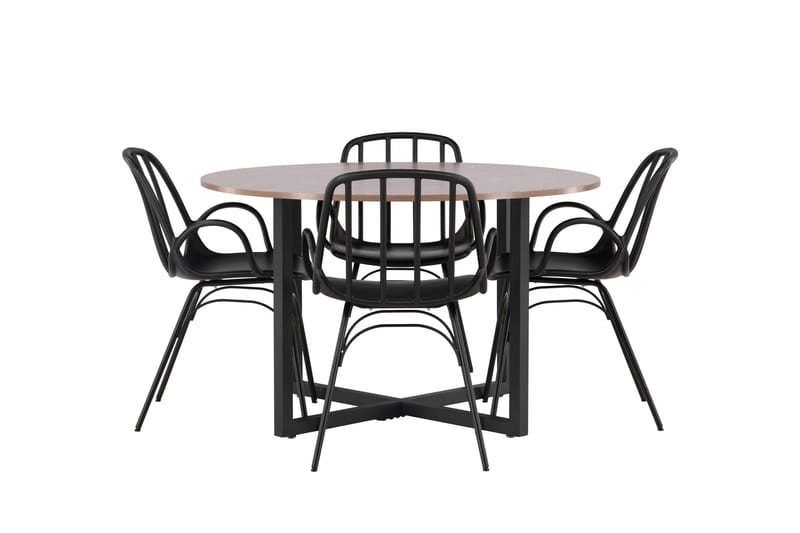 Durango Matgrupp 120 cm Rund med 4 Dyrön Stolar, Valnöt