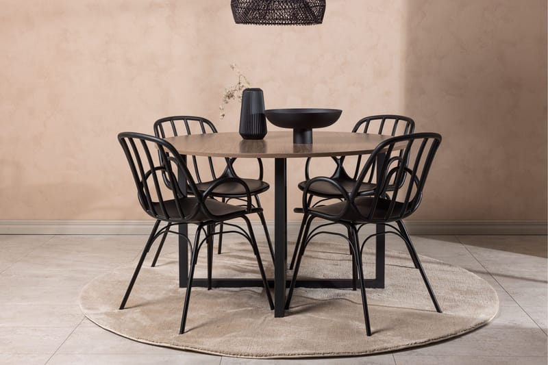 Durango Matgrupp 120 cm Rund med 4 Dyr ön Stolar - Valnöt - Möbler - Bord & matgrupp - Matgrupp