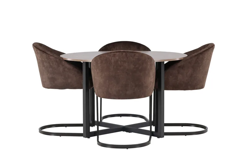 Durango Matgrupp 120 cm Rund med 4 Evening Stolar