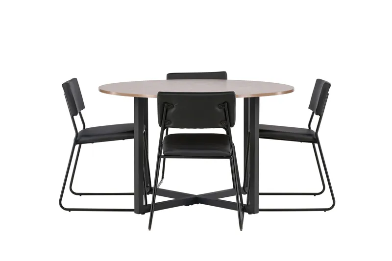 Durango Matgrupp 120 cm Rund med 4 Kenth Stolar, Valnöt