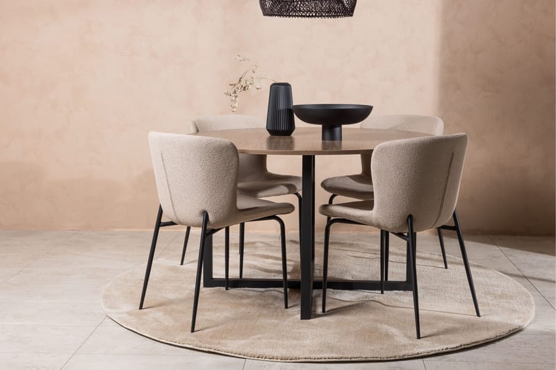 Durango Matgrupp 120 cm Rund med 4 Modesto Stolar - Valnöt - Möbler - Bord & matgrupp - Matgrupp