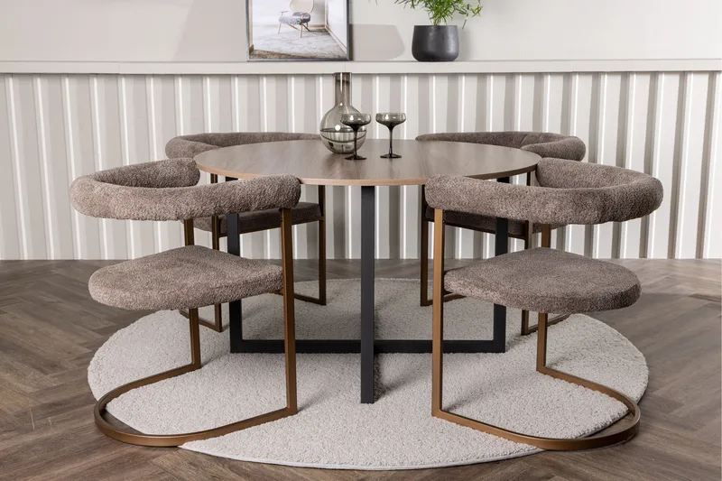 Durango Matgrupp 120 cm Rund med 4 Morning Stolar - Valnöt - Möbler - Bord & matgrupp - Matgrupp