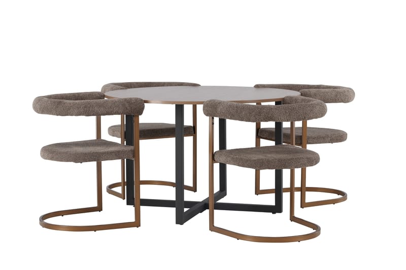 Durango Matgrupp 120 cm Rund med 4 Morning Stolar - Valnöt - Möbler - Bord & matgrupp - Matgrupp