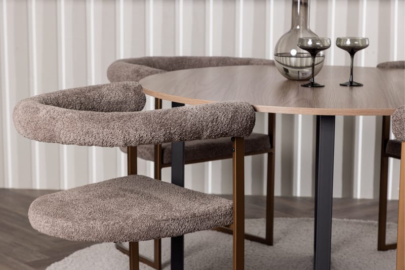 Durango Matgrupp 120 cm Rund med 4 Morning Stolar - Valnöt - Möbler - Bord & matgrupp - Matgrupp