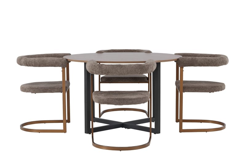 Durango Matgrupp 120 cm Rund med 4 Morning Stolar, Valnöt