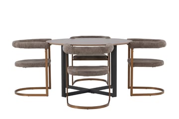 Durango Matgrupp 120 cm Rund med 4 Morning Stolar - Valnöt - Möbler - Bord & matgrupp - Matgrupp