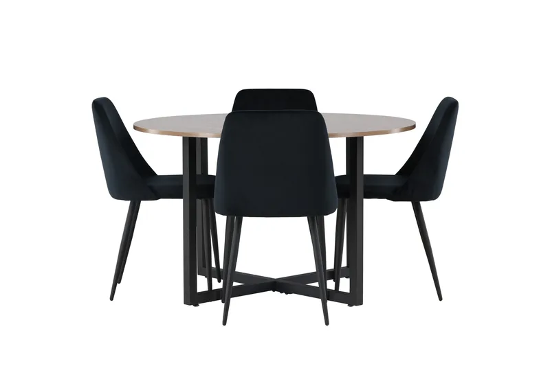 Durango Matgrupp 120 cm Rund med 4 Night Stolar, Valnöt