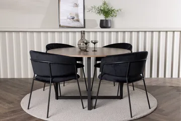 Durango Matgrupp 120 cm Rund med 4 Selma Stolar - Valnöt - Möbler - Bord & matgrupp - Matgrupp