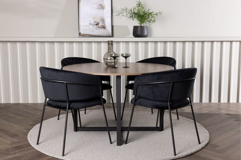 Durango Matgrupp 120 cm Rund med 4 Selma Stolar - Valnöt - Möbler - Bord & matgrupp - Matgrupp