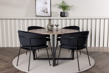 Durango Matgrupp 120 cm Rund med 4 Selma Stolar - Valnöt - Möbler - Bord & matgrupp - Matgrupp