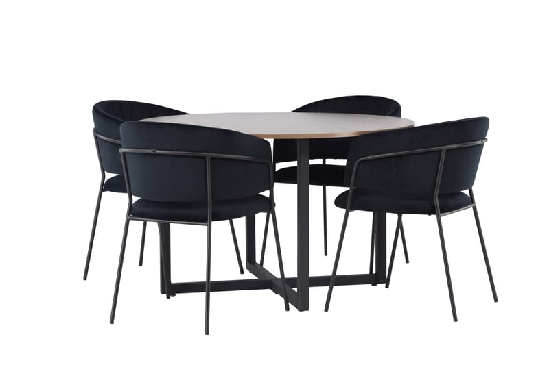 Durango Matgrupp 120 cm Rund med 4 Selma Stolar - Valnöt - Möbler - Bord & matgrupp - Matgrupp