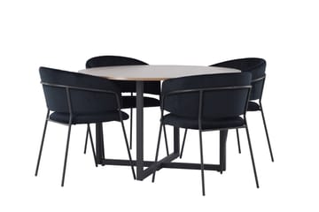 Durango Matgrupp 120 cm Rund med 4 Selma Stolar - Valnöt - Möbler - Bord & matgrupp - Matgrupp