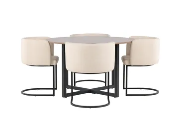 Durango Matgrupp 120 cm Rund med 4 Simrishamn Stolar - Valnöt - Möbler - Bord & matgrupp - Matgrupp