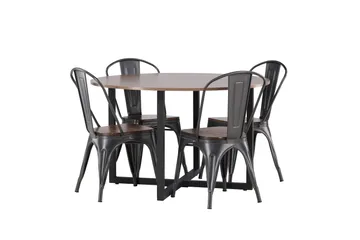 Durango Matgrupp 120 cm Rund med 4 Tempe Stolar - Valnöt - Möbler - Bord & matgrupp - Matgrupp