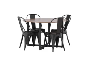 Durango Matgrupp 120 cm Rund med 4 Tempe Stolar - Valnöt - Möbler - Bord & matgrupp - Matgrupp
