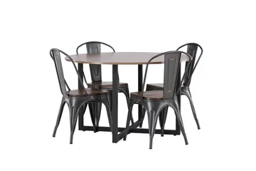 Durango Matgrupp 120 cm Rund med 4 Tempe Stolar - Valnöt - Möbler - Bord & matgrupp - Matgrupp