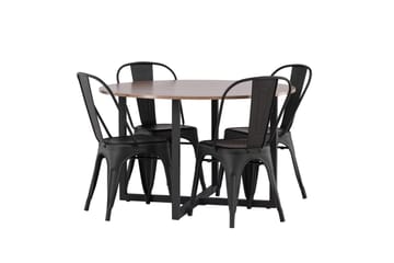 Durango Matgrupp 120 cm Rund med 4 Tempe Stolar - Valnöt - Möbler - Bord & matgrupp - Matgrupp