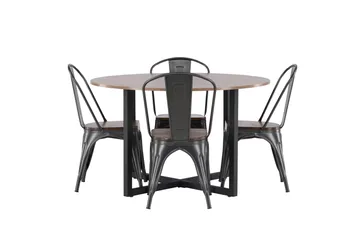 Durango Matgrupp 120 cm Rund med 4 Tempe Stolar - Valnöt - Möbler - Bord & matgrupp - Matgrupp