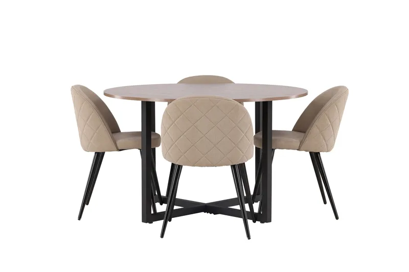 Durango Matgrupp 120 cm Rund med 4 Velvets Stolar - Valnöt - Möbler - Bord & matgrupp - Matgrupp