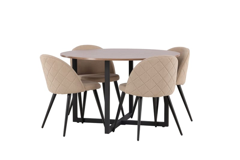 Durango Matgrupp 120 cm Rund med 4 Velvets Stolar - Valnöt - Möbler - Bord & matgrupp - Matgrupp