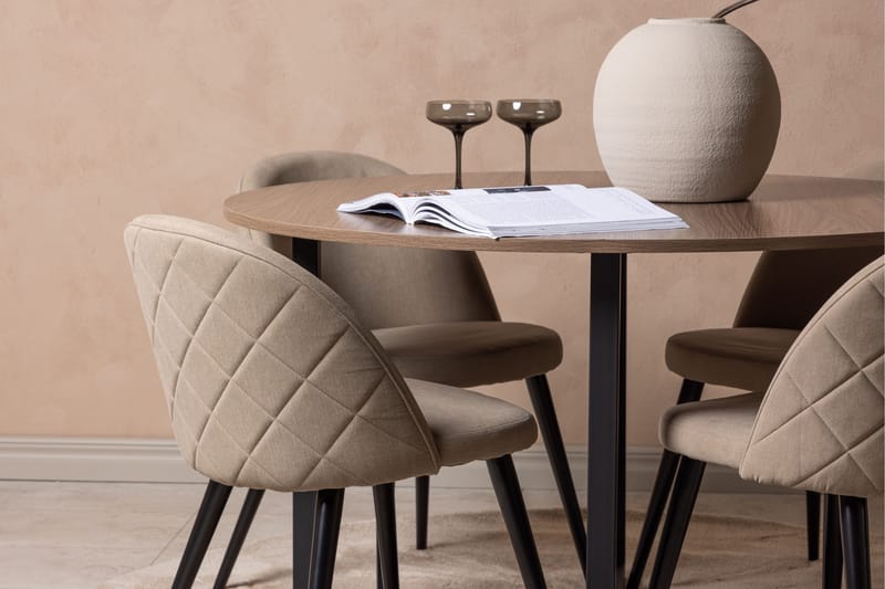 Durango Matgrupp 120 cm Rund med 4 Velvets Stolar - Valnöt - Möbler - Bord & matgrupp - Matgrupp