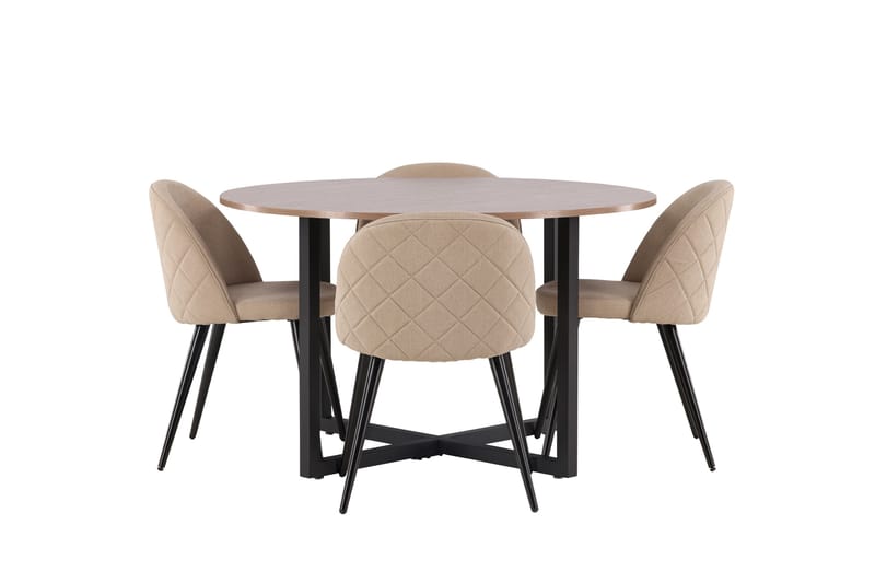 Durango Matgrupp 120 cm Rund med 4 Velvets Stolar, Valnöt