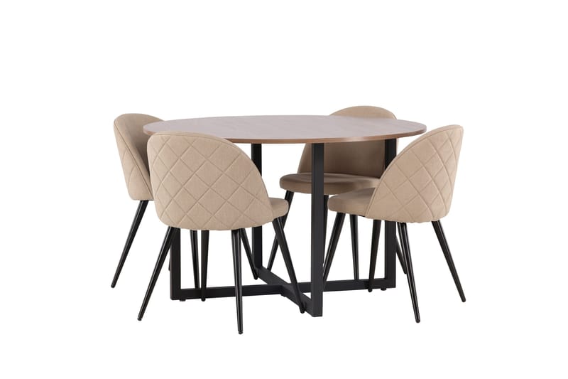 Durango Matgrupp 120 cm Rund med 4 Velvets Stolar - Valnöt - Möbler - Bord & matgrupp - Matgrupp