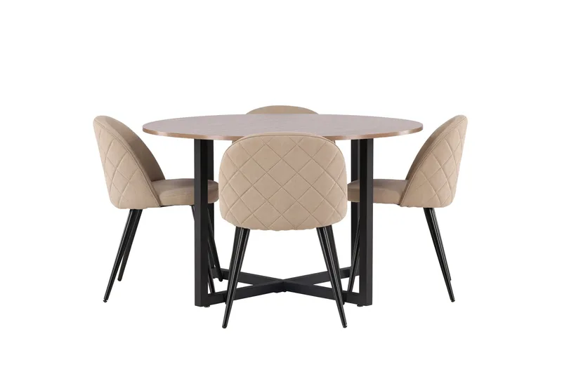 Durango Matgrupp 120 cm Rund med 4 Velvets Stolar - Valnöt - Möbler - Bord & matgrupp - Matgrupp