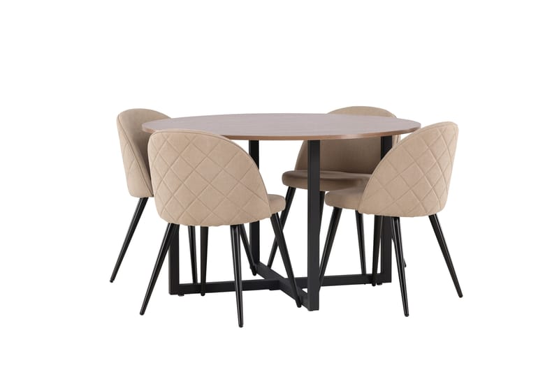 Durango Matgrupp 120 cm Rund med 4 Velvets Stolar - Valnöt - Möbler - Bord & matgrupp - Matgrupp