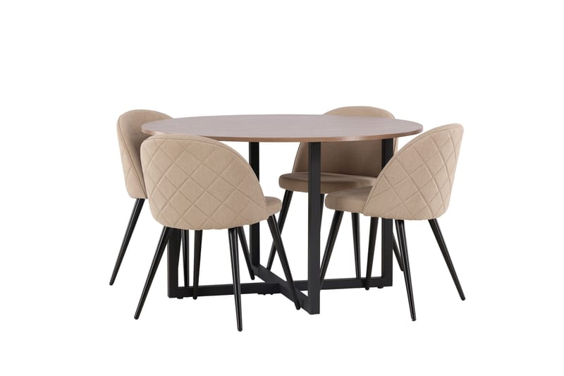 Durango Matgrupp 120 cm Rund med 4 Velvets Stolar - Valnöt - Möbler - Bord & matgrupp - Matgrupp