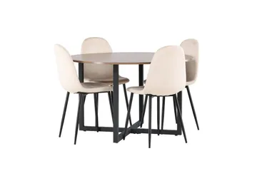 Durango Matgrupp 120 cm Rund med 4 Polar Stolar - Valnöt - Möbler - Bord & matgrupp - Matgrupp
