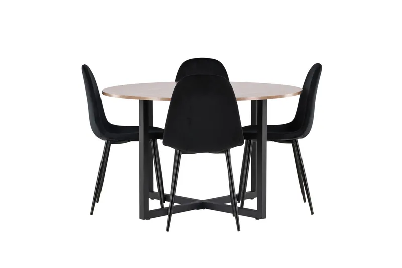 Durango Matgrupp 120 cm Rund med 4 Polar Stolar - Valnöt - Möbler - Bord & matgrupp - Matgrupp