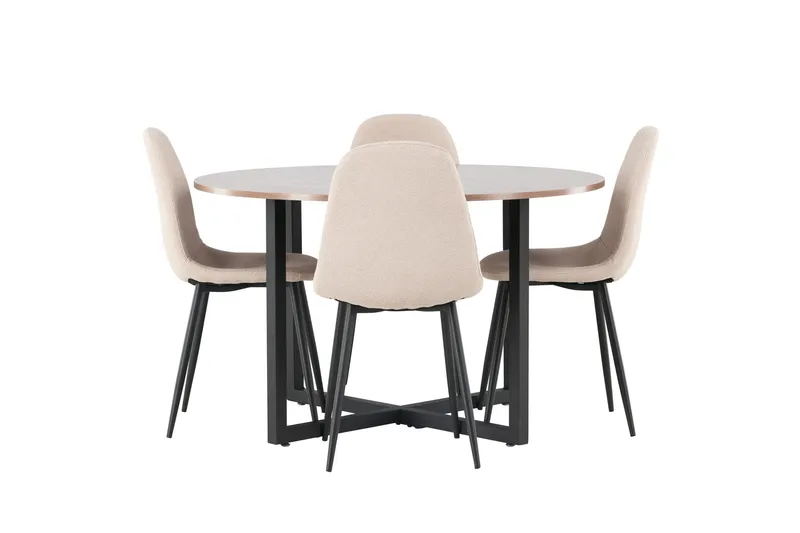 Durango Matgrupp 120 cm Rund med 4 Polar Stolar, Valnöt